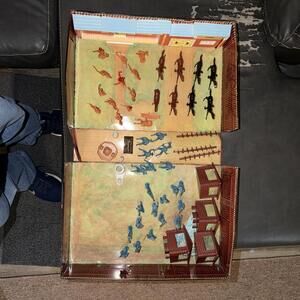 1968 Marx Fort Apache Carry-All Action Play Set - 68 Toy Indians, Soldiers & Acs